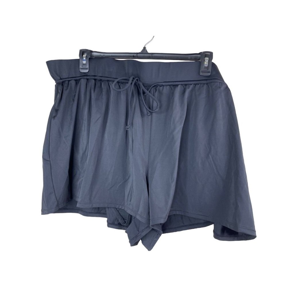 EVRI Swim Shorts Womens Plus Size 4X NWOT Solid Black Drawstring Waist Lined